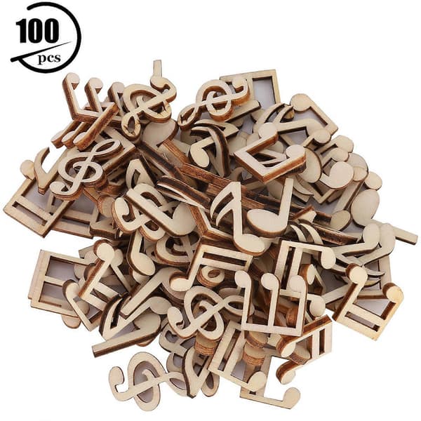 100 stk. Træ Musiknode Blandet Dekorativ 2cm Node Clip til Dekorationstilbehør (Træ Musiknode)