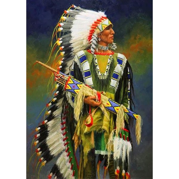 5d diamond painting Färgad indianer helborr för vuxna, måla med diamanter Konst Strassbroderi korsstygn hantverksdekor (30x40 Cm/ 12x16