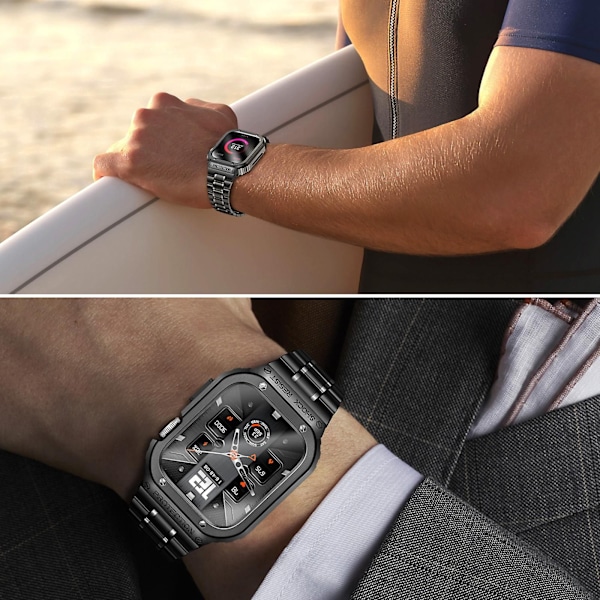Rustfrit stål etui + armbånd til Apple Watch Band 44mm 45mm 49mm 45 Mm stødfangerbeskyttelse tilbehør Iwatch Ultra Series 8 6 Se 7 armbånd space grey space gray 45mm