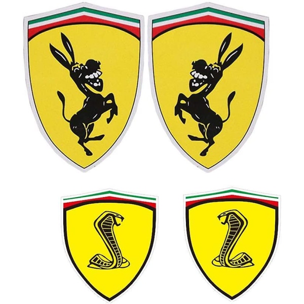1 par Funny Donkey Snake Dog Patent 4,5*5cm Reflexive Car Sticker Cover kompatibelt för Ferrari