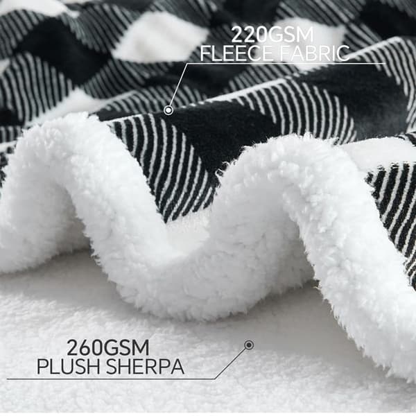 1 rutig fleeceduk, sherpafoder, 460 GSM mikrofiber, för soffa, säng, vardagsrum.