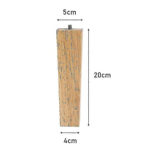 Sæt med 4 firkantede ben i egetræ til møbler 20cm
