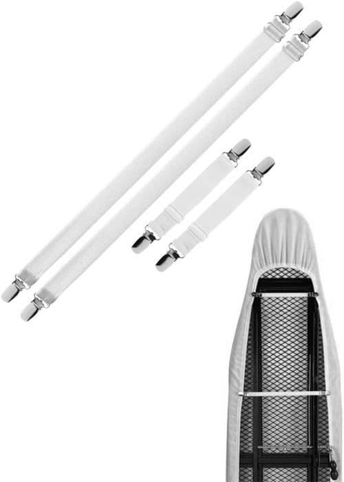 Elastisk lakenstrammer, justerbar stroppfeste (hvit, pakke med 4)