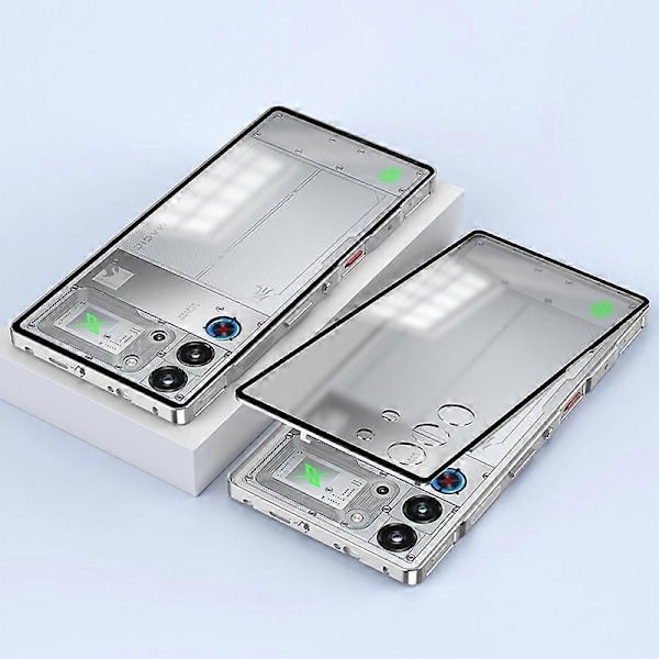 For ZTE nubia Red Magic 10 Pro 5G Deksel Metallramme Matt PC Bakside Telefondeksel med Trykknapp - Svart Multicolor Silver