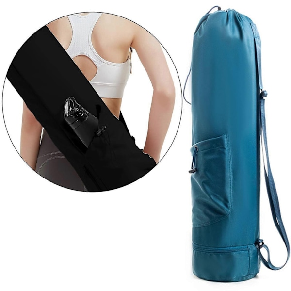 Yoga Matta Väska Axelväska Dragkedja Fitnessväska Tränings Yoga Matta Hållare Bärväska för Träning Träning Gym Vuxna-WELLNGS Blue