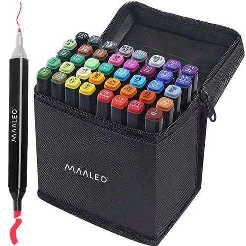 40-pakning - Tusjpenner med etui - Dobbeltsidige - Penner multif\u00e4rg multicolor