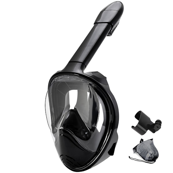 Fuld Snorkelmaske med Kameramontering 180 Graders Panoramaudsigt Green Black L/XL