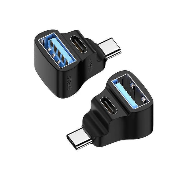2 stk. 180 graders USB-C-adapter til dobbelt USB-C 20 Gbps 8K 60Hz PD 140W-stik til Ally