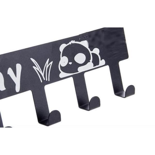 1 knage i kulstofstål, panda-design, sort, indendørs opbevaring, entré.