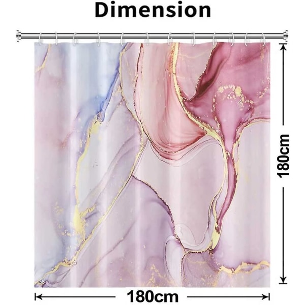 Rosa Marmor Duschdraperi, Modern Abstrakt Marmor Effekt Duschdraperi Badkar Gardin Möggsäker Vattentät Tvättbar Polyester Tyg Badrum Curta