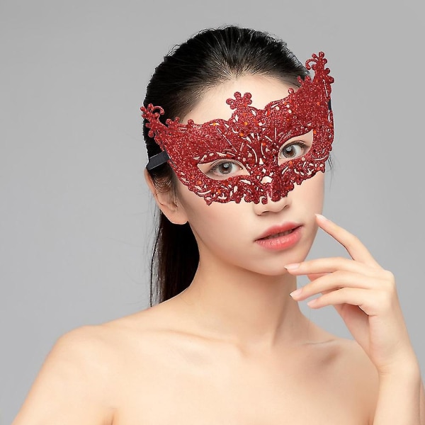 Lyxiga kvinnors fantastiska maskeradförklädnad för kostymfest red   gold