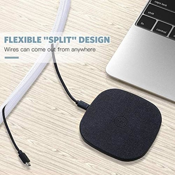 AGPTEK kabelskydd, självlåsande kabelskydd, vävd och skuren kabelstrumpa, flexibel 3m, diameter 12-20mm, göm i skrivbord, TV, golv, vit - - -