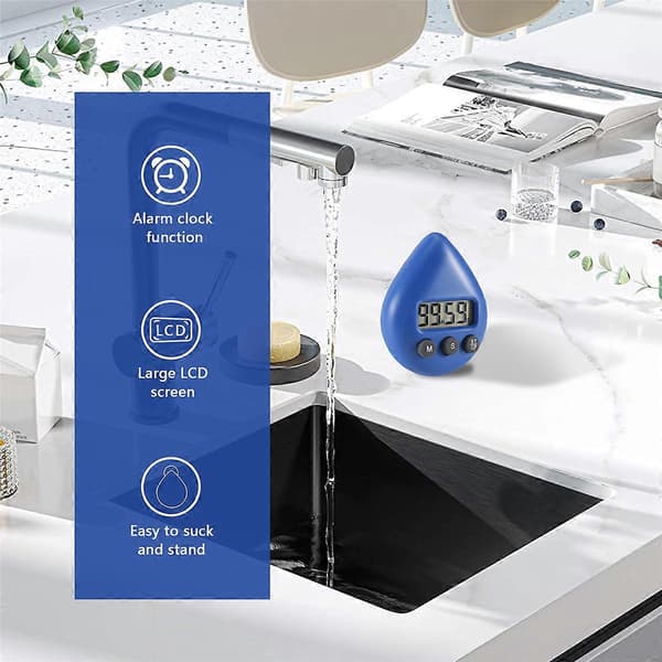 Digitaalinen kylpyhuonekello vedenpitävä suihkukello ajastin Blue