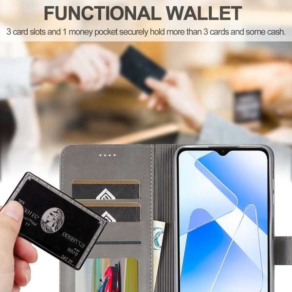 LC.IMEEKE Wallet Case Samsung A15 5G - Grey grå gray
