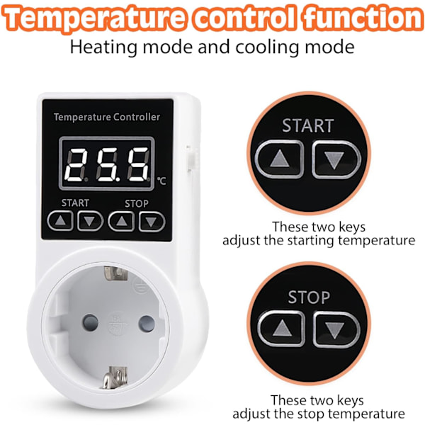 Digital termostat temperaturkontrol stikdåse, varmetermostat med NTC probe