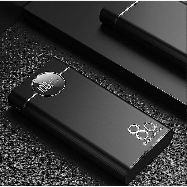 80000mah Portabel Powerbank med LED-lampa Digital Power black