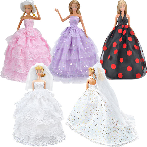 Stk Barbie Tøj Tilbehør Dukke Brudekjole Prinsessekjole Aftenkjole 5 Stilarter (Kun Tøj)