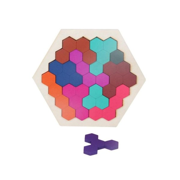 Barn 3D träpussel Leksaksgeometri Tangrams Honeycomb IQ Hjärnträning Pedagogisk 10 st.