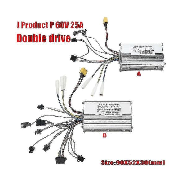 Elektrisk sparkesykkel dobbel drivenhet kontroller JP 48V 52V 60V 25A 50A børsteløs kontroller AB front bak drivenhet kontroller kit, 2 TAIYV