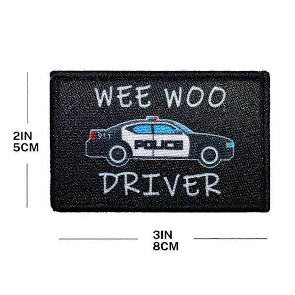Wee Woo Driver Patch - Politibil, ambulansepersonell eller brannbilfører - Morsom 2\"x3\" avtakbar patch med borrelås ambulance EMT