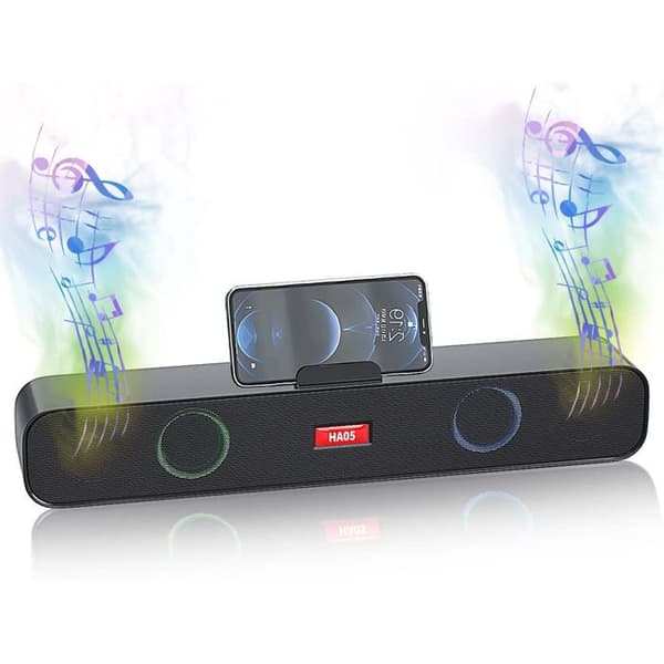 Bluetooth 5.0 trådløs stereolydplanke med subwoofer.