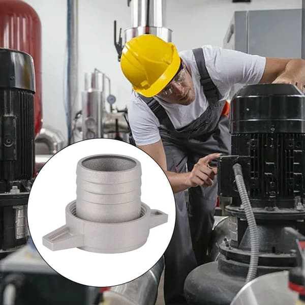 1 Pumpefitting, aluminium, 2 tommer, gummipakning, slangeforbindelse, bilvandpumpe.