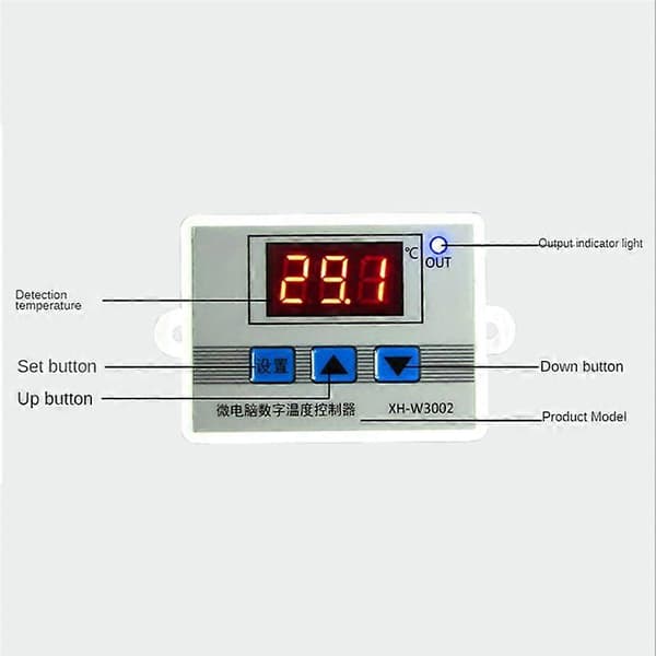 2 stk W3002 Digital temperaturregulator Mikrocomputertermostat Termoregulator Varme Køl Tempera gray  white