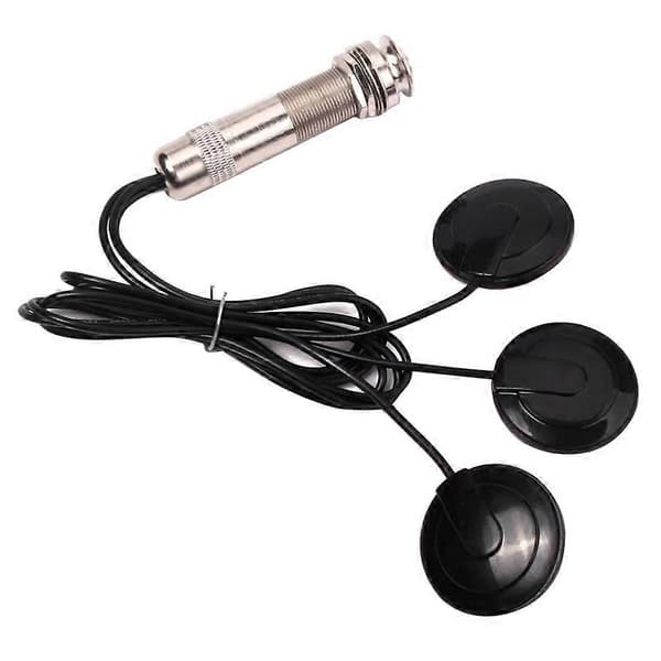 Gitarr Pickup Piezo Mikrofon Pickup 3 Transducer Pickup System för Akustisk 6.35mm Jack (Svart)