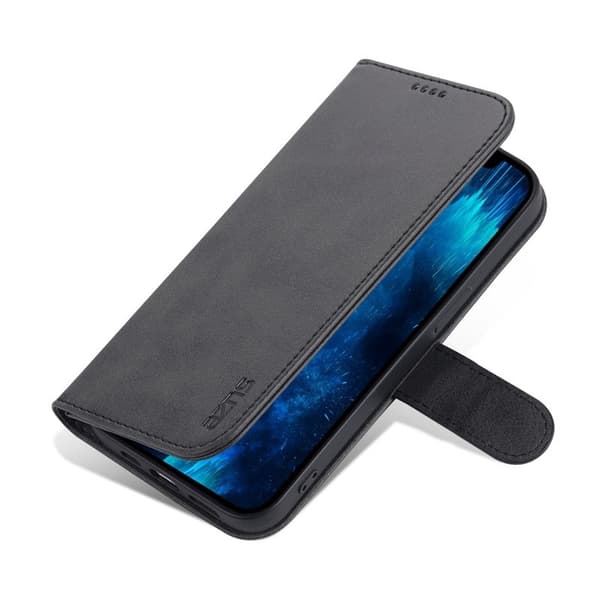 AZNS iPhone 14 Pro Wallet Case Artificial Leather - Shockproof - Black