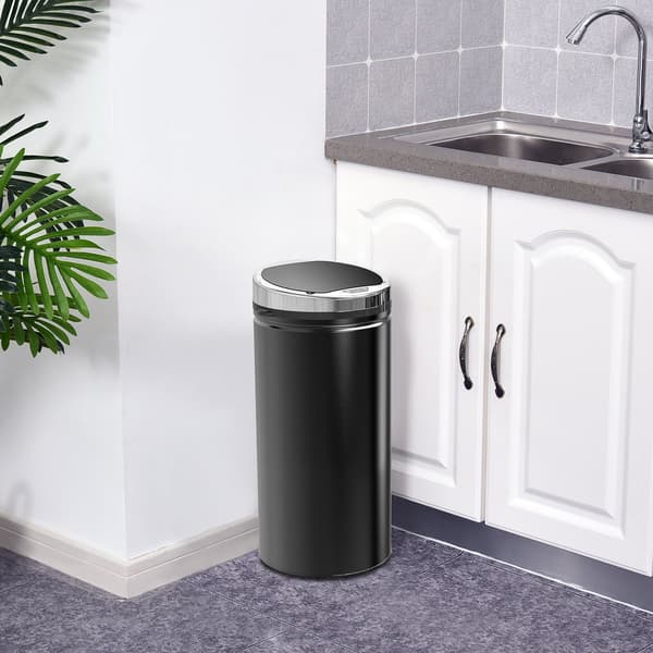 Sensor Trash Can 42L, Electric Automatic Trash Can with Lid, Rust-Proof, for Bathroom, Office, Kitchen, Dining Room, Steel, Black 4600