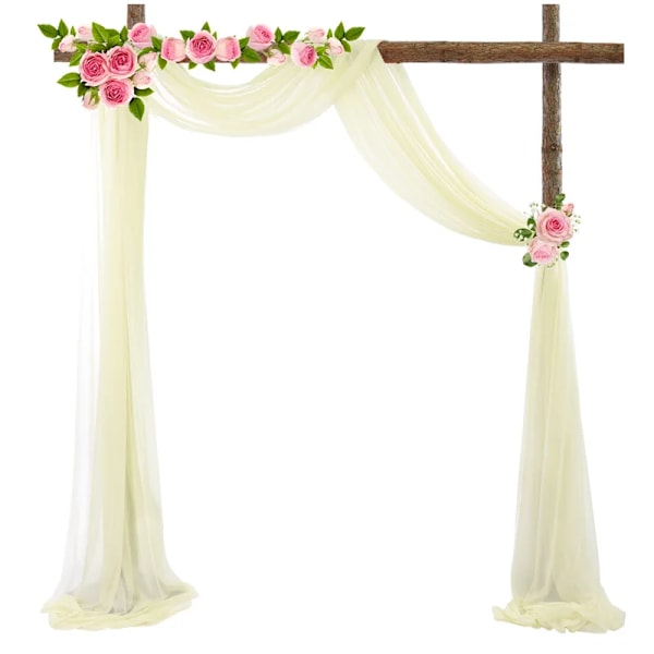 Gardiner for rommet Chiffon Stoff Drapering Gardin Bryllupsdekorasjon Festutstyr Seremoni Resepsjon Dekorativ cortinas Cream 75x400cm