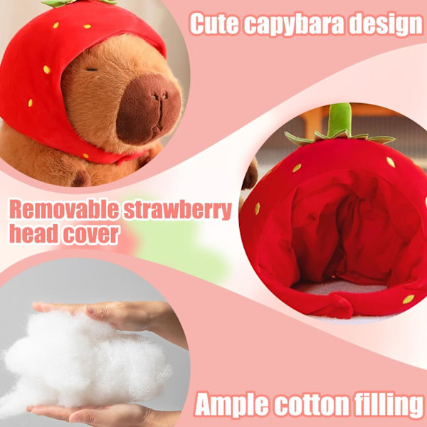 Capybara Plyslegetøj, Karpe Simulationslegetøj, Jordbær Capybara Plys, Realistisk Plys Capybara, Jordbær Sød Plys Karpe, Capybara Plys, Fødselsdagsgave M9
