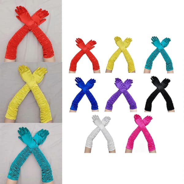 Bryllupshandsker Satin Lange Handsker Til Kvinder Formelle Performance Handsker Kjolehandsker Dansehandsker Bankethandsker Gallahandsker Red