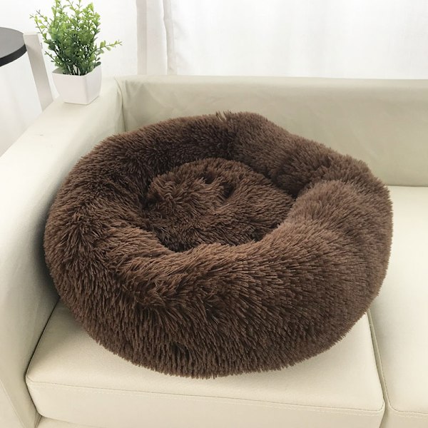 Queta Katteseng, Smuk Kæledyrsseng, Lille Hundeseng Kæledyrsseng Plys Blød Rund Katteseng (50cm) coff coffee Diameter 50 cm