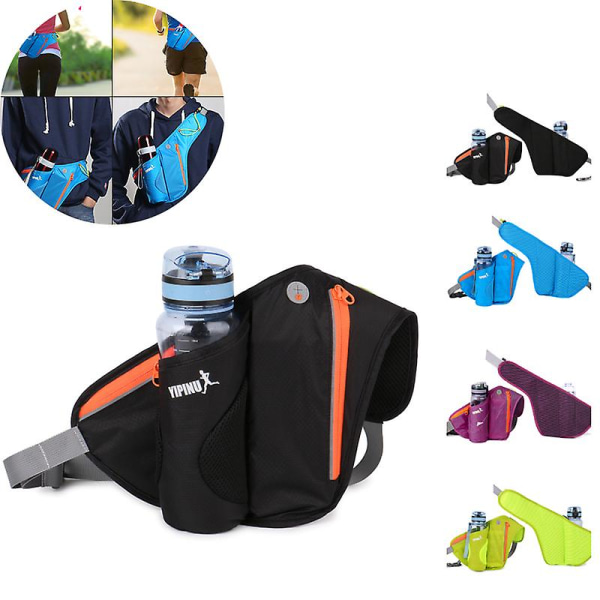 Utomhussport midjeväska, vattentät ryggsäck för cykling och bergsklättring med bältesväska för vattenflaskbur Black