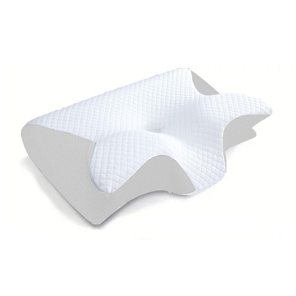 Ortopedisk kudde i memory foam för nacken, bekväm kudde med långsam återhämtning för sömn i fjärilsform White