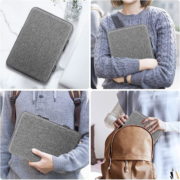 9-11 tommer surfboard etui passer til 11 tommer iPad Pro M4/iPad Air M2 2024, iPad Air 5/4/3 10.9\"/10.5\", iPad Pro Light Grey