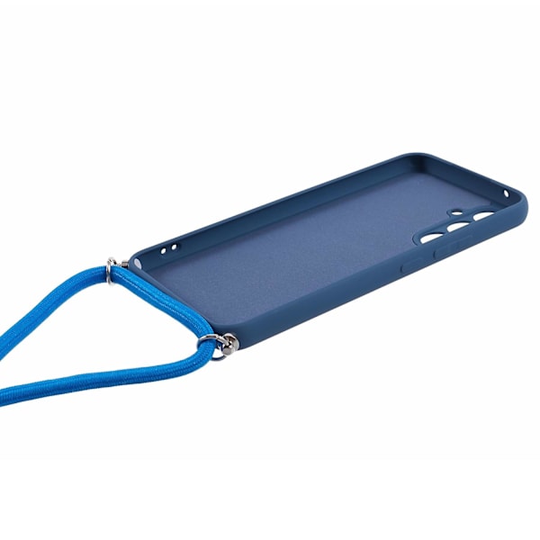 För Samsung Galaxy A54 5G TPU Skal Fiberfoder Gummibelagt Skydd med Lång Snodd Azure Style G Samsung Galaxy A54 5G