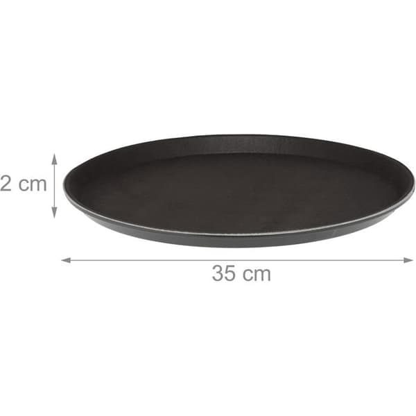 Sæt med 3 runde serveringsbakker, 35 cm diameter, skridsikker overflade, restaurant, sort etiket
