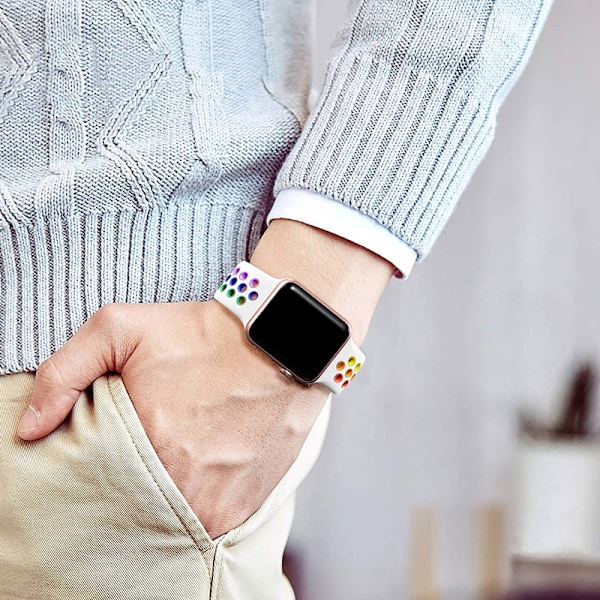 Rem kompatibel med urrem 44 mm 49 mm 45 mm 41 mm 40 mm 38 mm 42 mm Åndbar rem bralet iwatch serie 8 7 se 6 5 4 3 Ultra 49 mm 17 Midnght Blue Blck other: 38MM 40MM 41MM