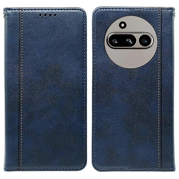 Kompatibelt med Nothing Phone (3a) Fodral Dold Magnetisk Stängning Kalvtextur Läder Telefonskal - Röd-Perfekt Blue