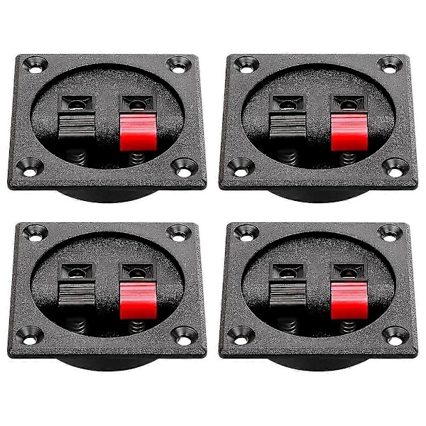 4 st Högtalarlåda Terminalkopp, Fjäderfäste Fyrkantig Subwooferlåda Terminal Kopplingsplintkontakt för DIY Black
