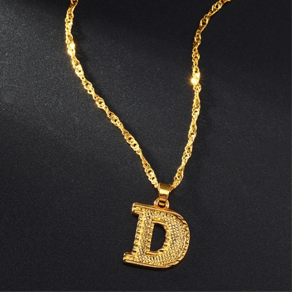Rostfritt stål initiala halsband för kvinnor män guldfärg brev halsband hänge smycken manlig kvinnlig halskedja födelsedagspresent D