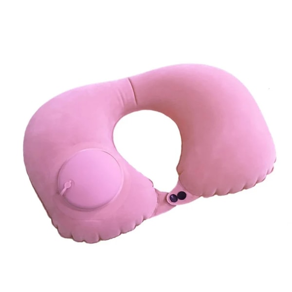 Uppblåsbar nackkudde U-formad luftkudde nackkudde bärbar sovande viloplatser rese kudde lämplig för flygplan tågvagn Pink