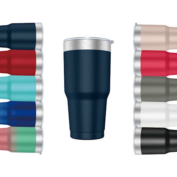 Kaffetermosmugg 900ml (10 färger) och tekopp för hand eller bil - Termosmugg i rostfritt stål med lock, rostfri stålkopp. Azul Marino