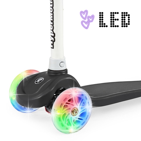 TRINGO trehjulet balance scooter, 3-8 år - sort + glødende LED-hjul Black
