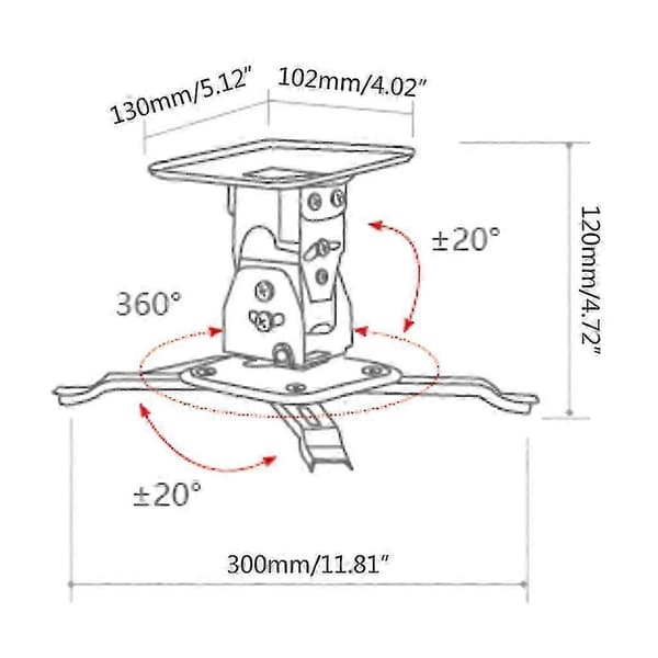 Universal DLP LCD Projector Mount with Extendable Ceiling Mount