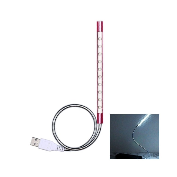 Magenta LED Tube 10 LEDs Touch Switch USB driven flexibel läslampa Nattljus