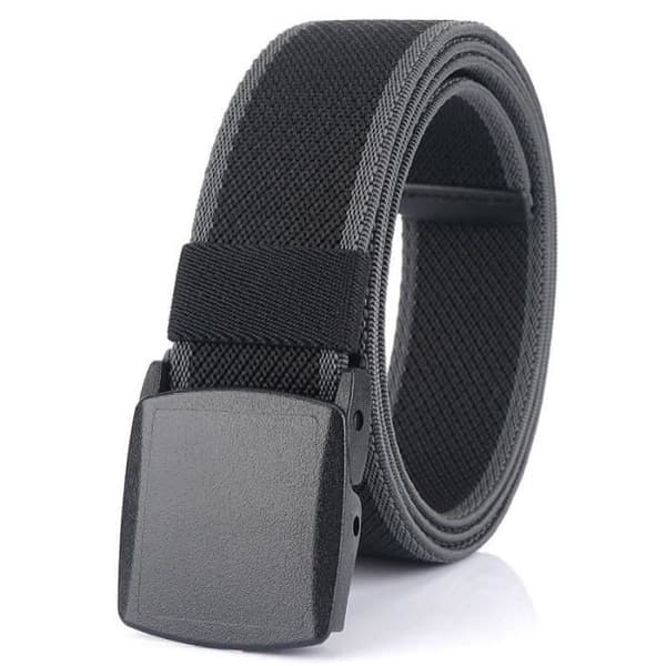 115 cm - Grå-svart - Elastisk nylonbelte for menn, metall, tøyelig, solid, unisex, moteriktig