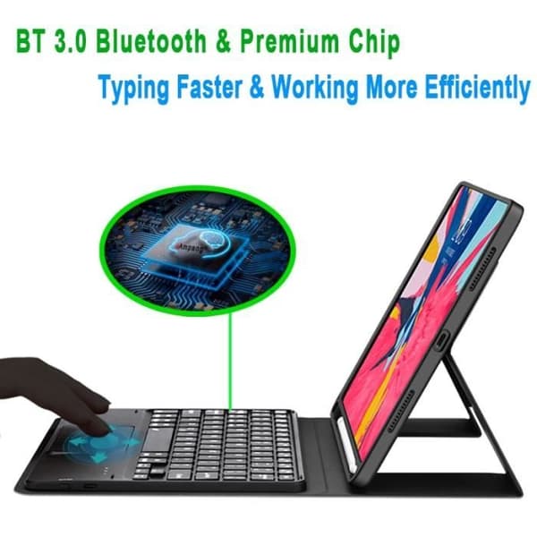 Til iPad 8 10.2 2020 Magic Touchpad Tastaturcover - Rosaguld med Sort